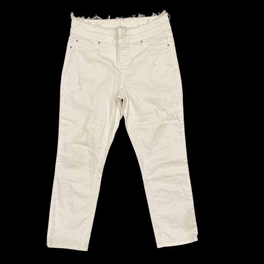 Tribal Size 10 White Stretch Pull-On Slim Ankle Pants